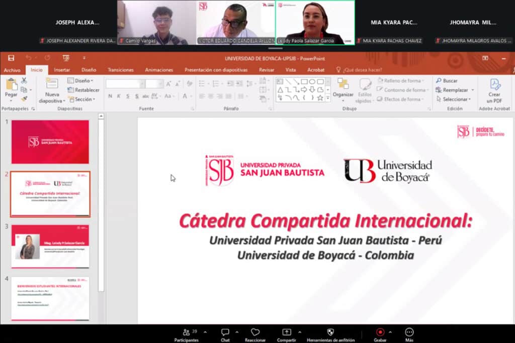 Cátedra Compartida Internacional UPSJB con la Universidad de Boyacá en sesión virtual académica