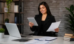 Profesional de la carrera de contabilidad ejerciendo.